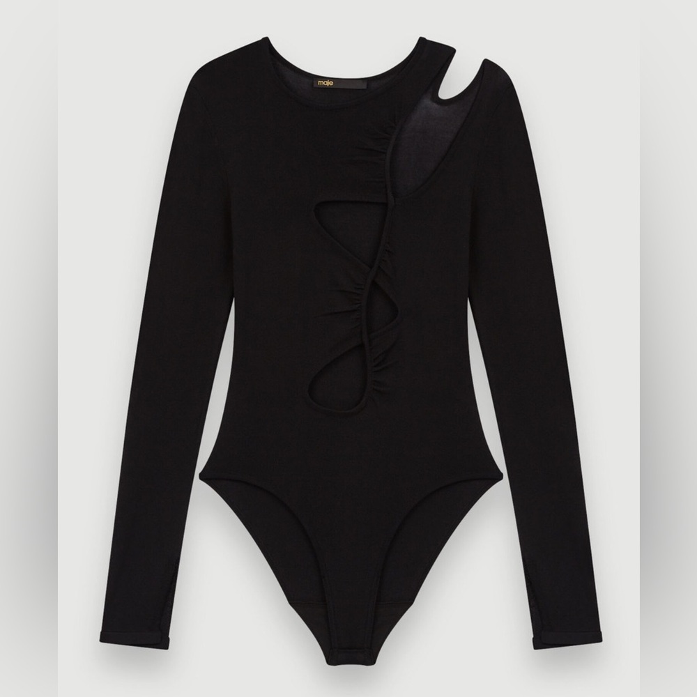 Maje Mabille Cut Out Bodysuit in Black sz 3 large - Picture 3 of 10
